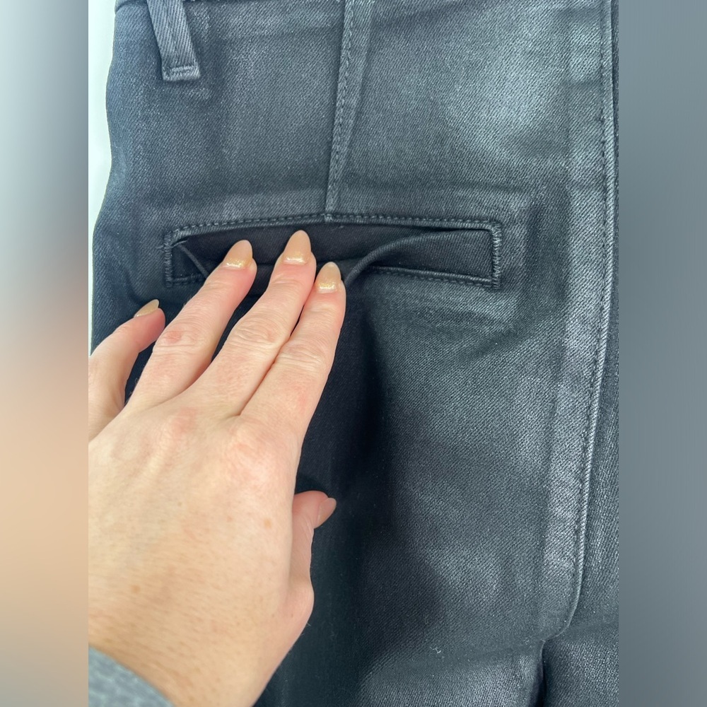 PAIGE Black Sasha Wide Leg Jean Fog Luxe Coating High Rise Size 26 - Picture 15 of 16